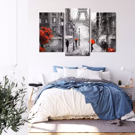 Canvastavla - People with red umbrellas on the street