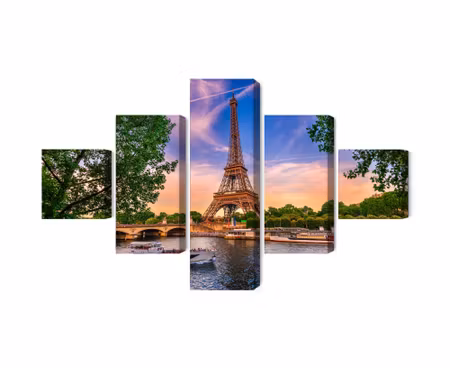 Canvastavla - Eiffel tower and seine river at sunset