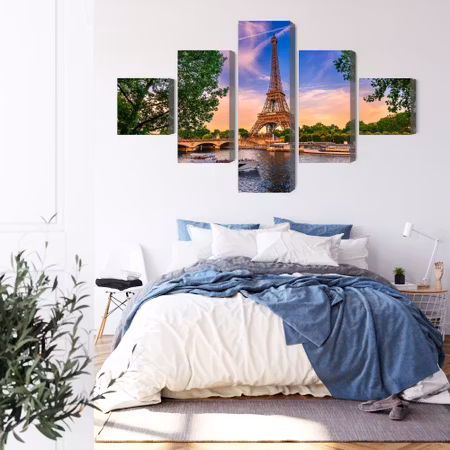 Canvastavla - Eiffel tower and seine river at sunset