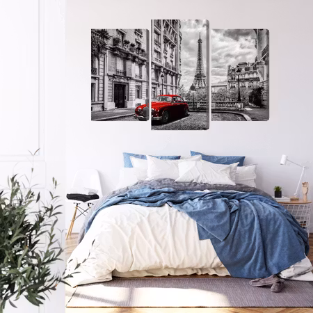 Canvastavla - Red retro car on the background of the