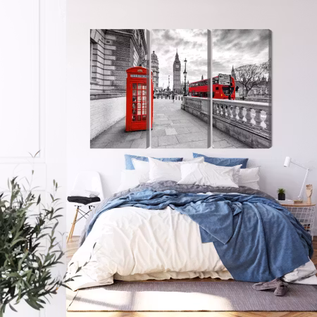 Canvastavla - Red phone booth in london and big ben