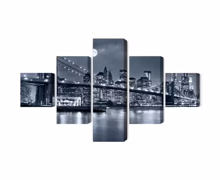 Canvastavla - Night panorama of new york with the moon