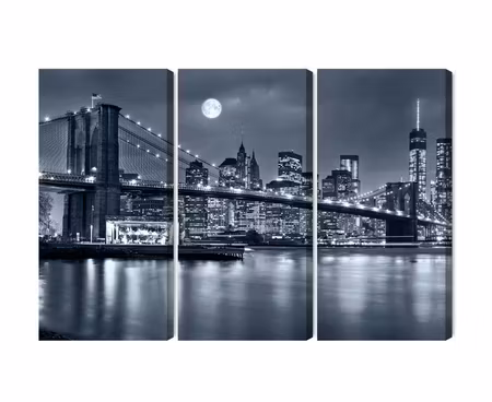 Canvastavla - Night panorama of new york with the moon