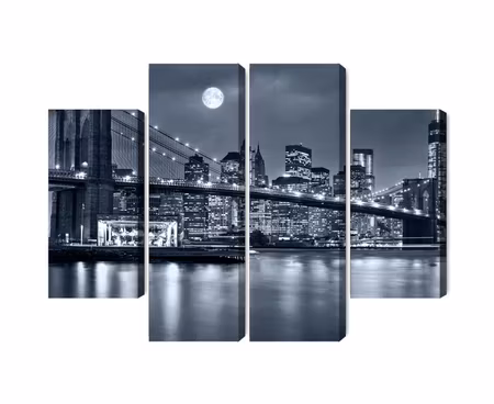 Canvastavla - Night panorama of new york with the moon