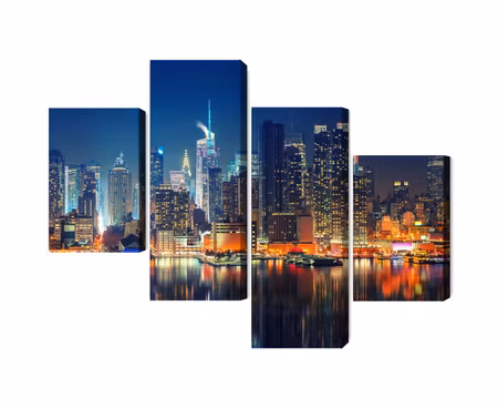 Canvastavla - Panoramic view of manhattan at night