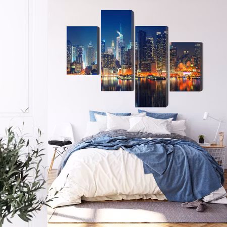 Canvastavla - Panoramic view of manhattan at night