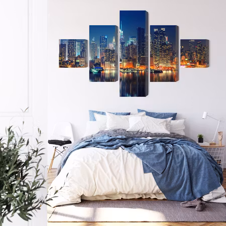 Canvastavla - Panoramic view of manhattan at night