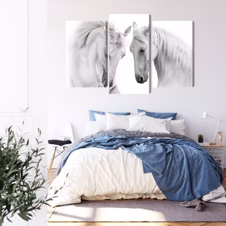 Canvastavla - Two horses on a white background