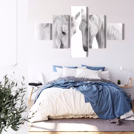 Canvastavla - Two horses on a white background