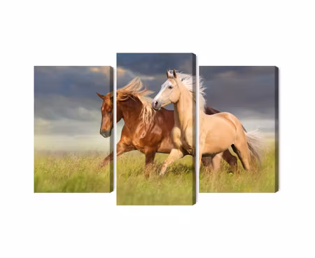 Canvastavla - Horses galloping in a 3d meadow