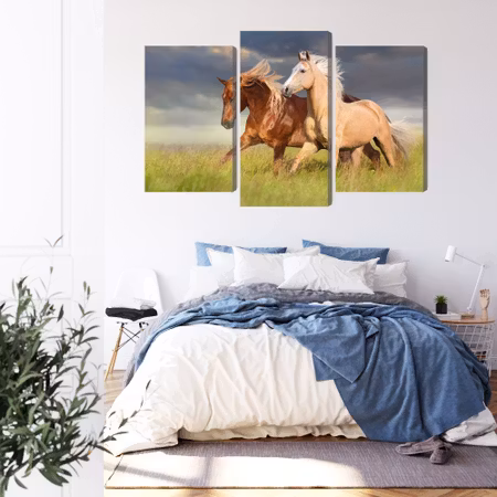 Canvastavla - Horses galloping in a 3d meadow