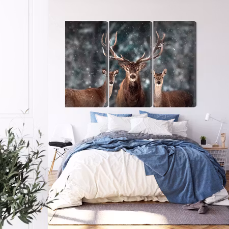 Canvastavla - A deer and two does in the forest