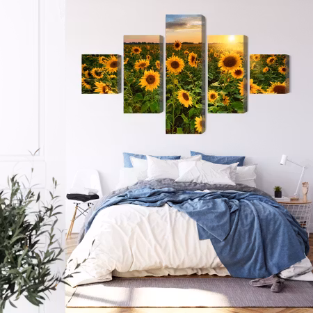 Canvastavla - Sunflower field at sunset 3d