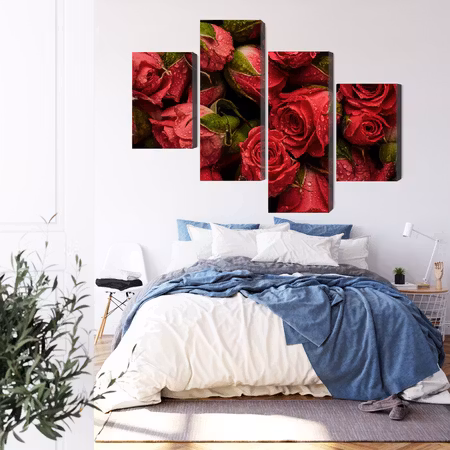 Canvastavla - Roses with water drops