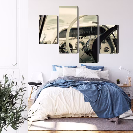 Canvastavla - The interior of a classic american car