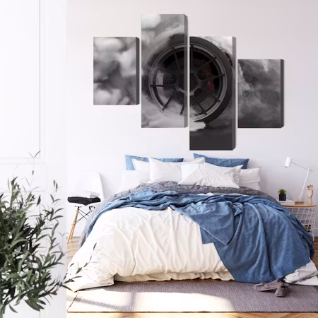 Canvastavla - Car wheel in a cloud of 3d smoke