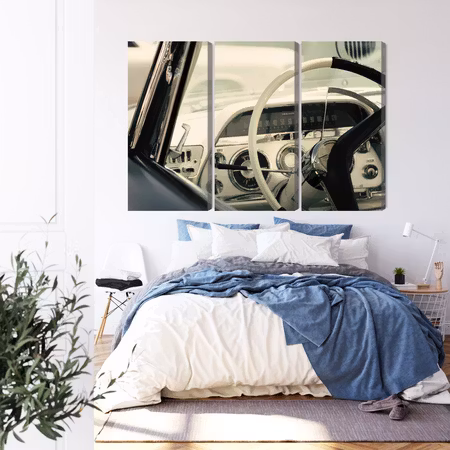Canvastavla - The interior of a classic american car