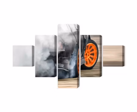 Canvastavla - Drifting car in a puff of smoke