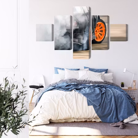 Canvastavla - Drifting car in a puff of smoke