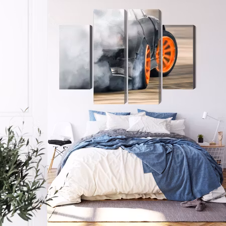 Canvastavla - Drifting car in a puff of smoke