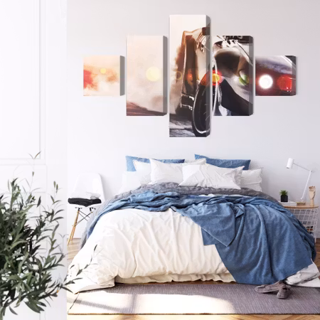 Canvastavla - Black drifting 3d car