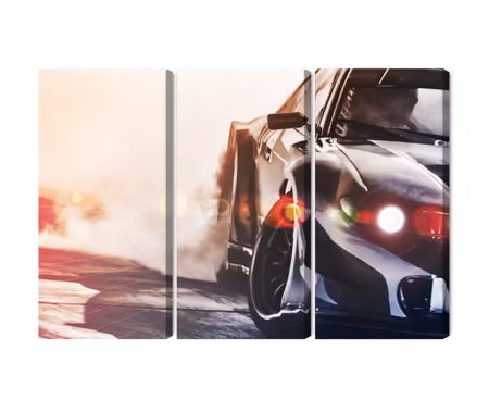 Canvastavla - Black drifting 3d car