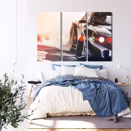 Canvastavla - Black drifting 3d car