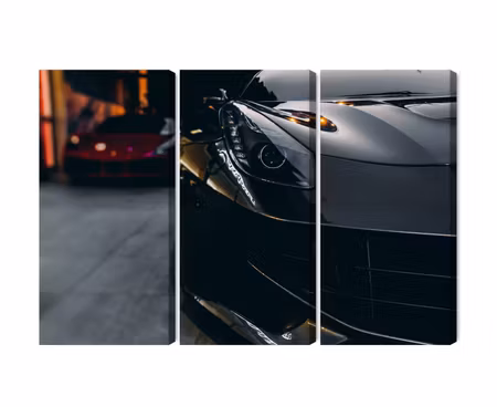 Canvastavla - Front of a black sports car