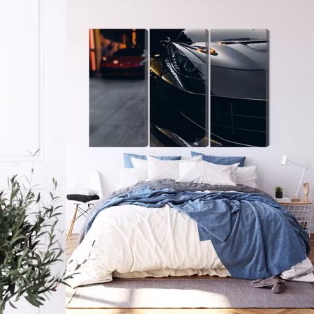 Canvastavla - Front of a black sports car