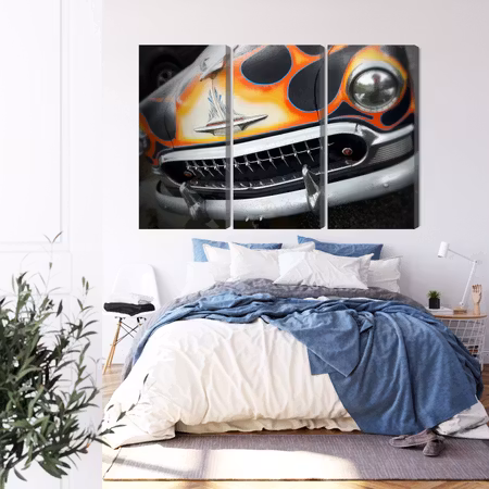 Canvastavla - Antique car with flames