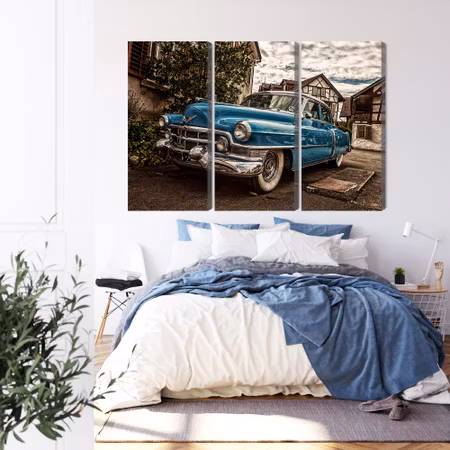 Canvastavla - A blue cadillac eldorado from 1953