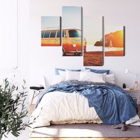 Canvastavla - Retro car on the beach