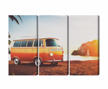 Canvastavla - Retro car on the beach