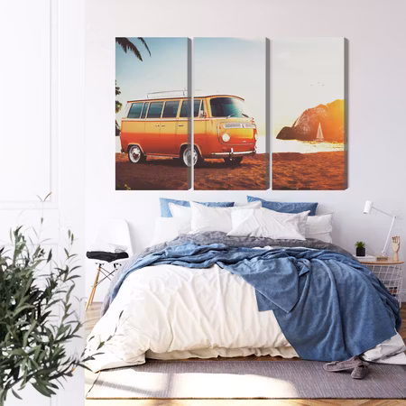 Canvastavla - Retro car on the beach