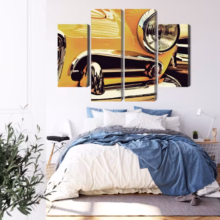 Canvastavla - The front of a vintage car