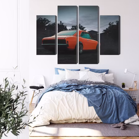 Canvastavla - Orange retro car