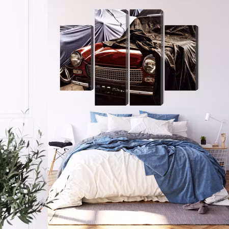 Canvastavla - Italian retro car covered with a cloth