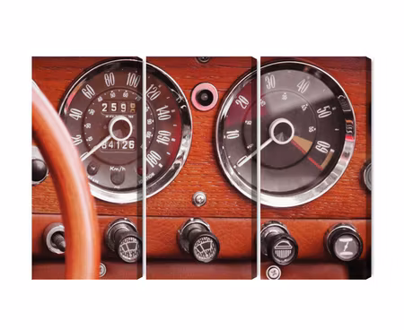 Canvastavla - Counters in a retro car