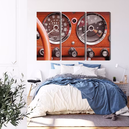 Canvastavla - Counters in a retro car