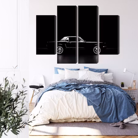 Canvastavla - Black retro car on a dark background