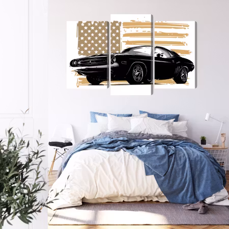 Canvastavla - American muscle car with Usa flag