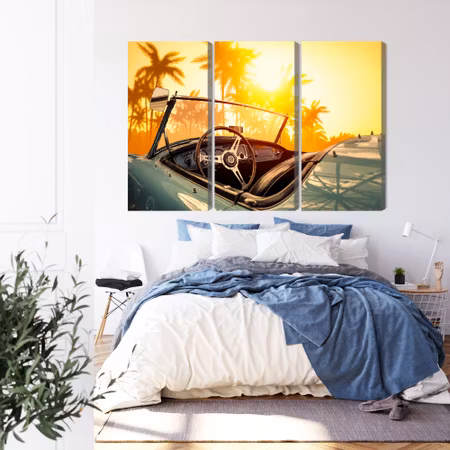 Canvastavla - View from the car at the retro sunset