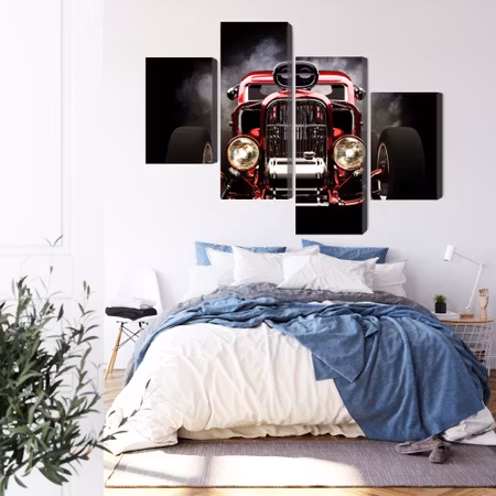 Canvastavla - Hot rod car on a smoke background