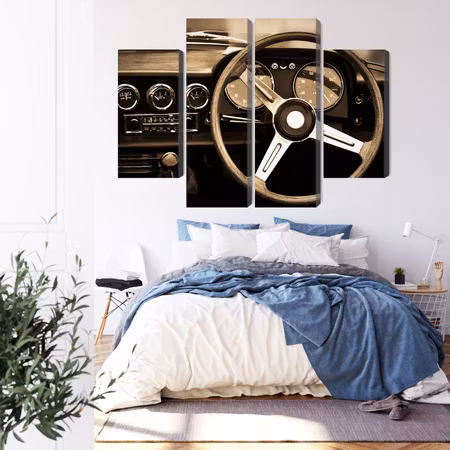 Canvastavla - The dashboard of an antique car