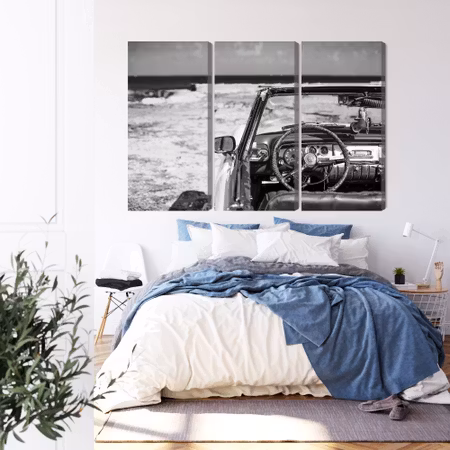 Canvastavla - The interior of an old cuban car