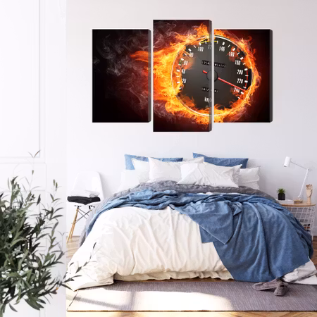 Canvastavla - Speedometer in flames