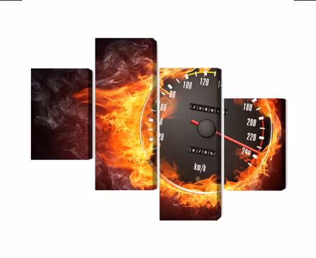 Canvastavla - Speedometer in flames