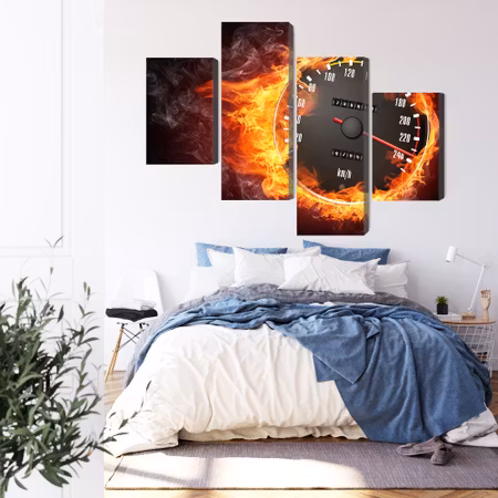 Canvastavla - Speedometer in flames