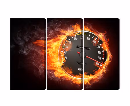 Canvastavla - Speedometer in flames
