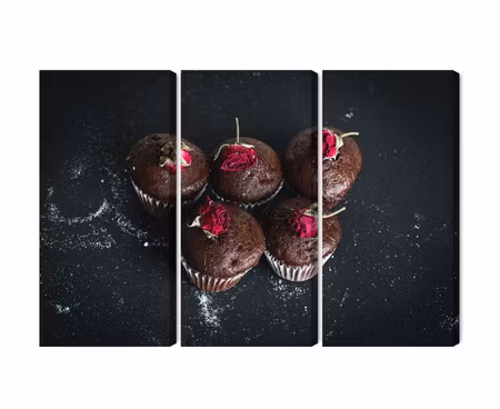 Canvastavla - Chocolate muffins with roses